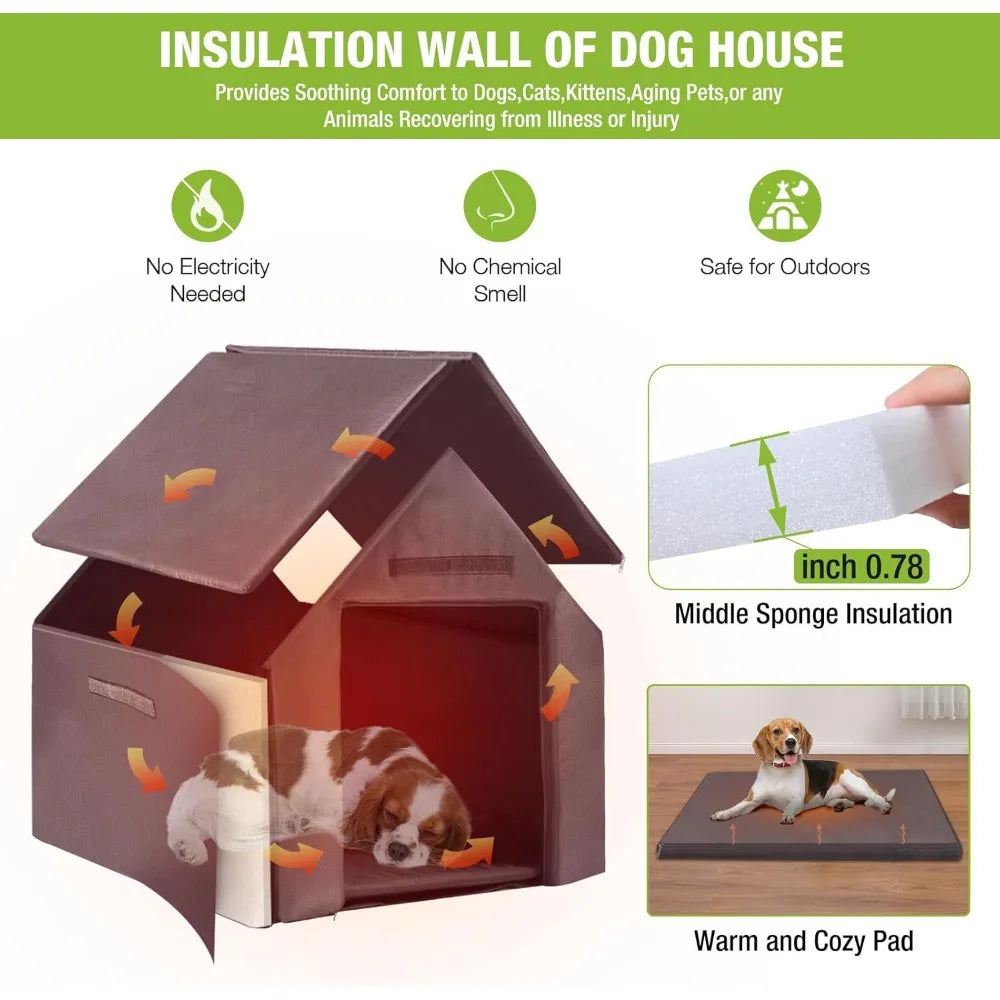 100% Insulated Outdoor Dog House – Winter Dog Kennel with Waterproof Liner & Sturdy Metal Frame