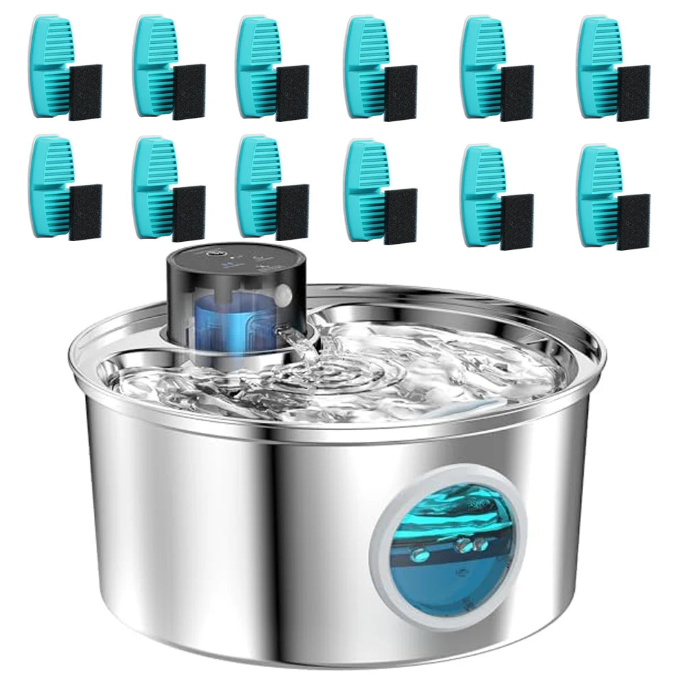 108oz/3.2L Stainless Steel Wireless Cat & Dog Water Fountain – Rechargeable Automatic Motion Sensor Pet Drinker