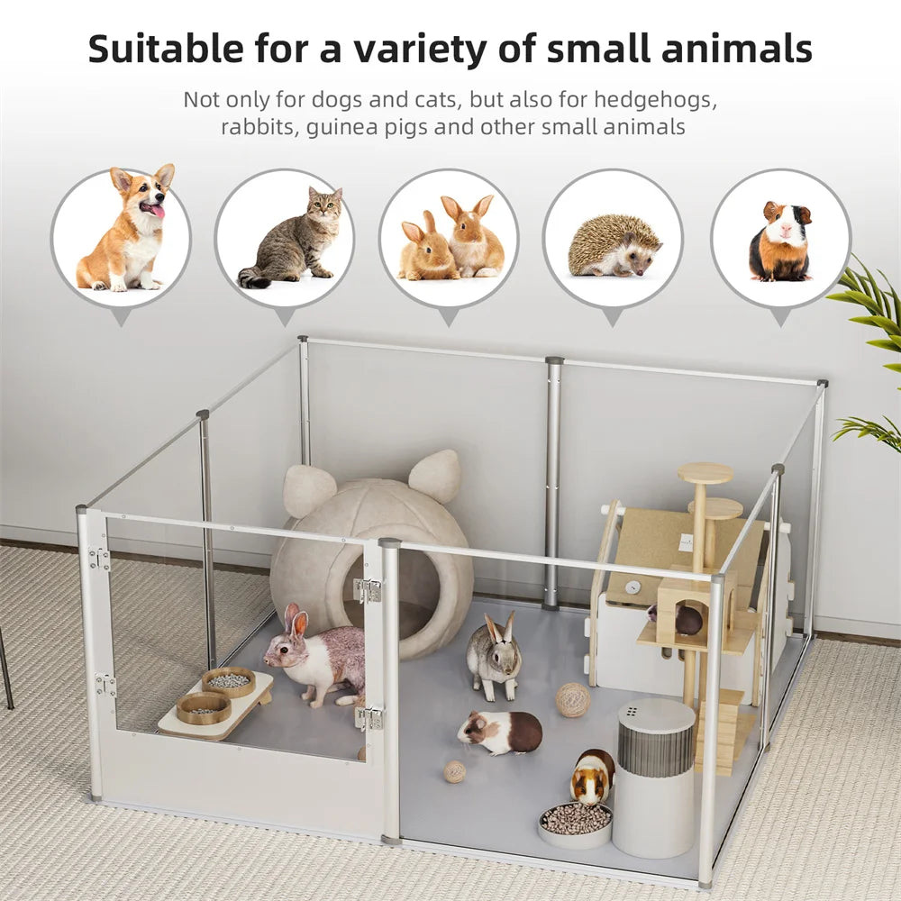 Extra-Large Acrylic Dog Playpen – Transparent Pet Enclosure with Waterproof Whelping Pad for Dogs, Bunnies, Ferrets & Small Animals