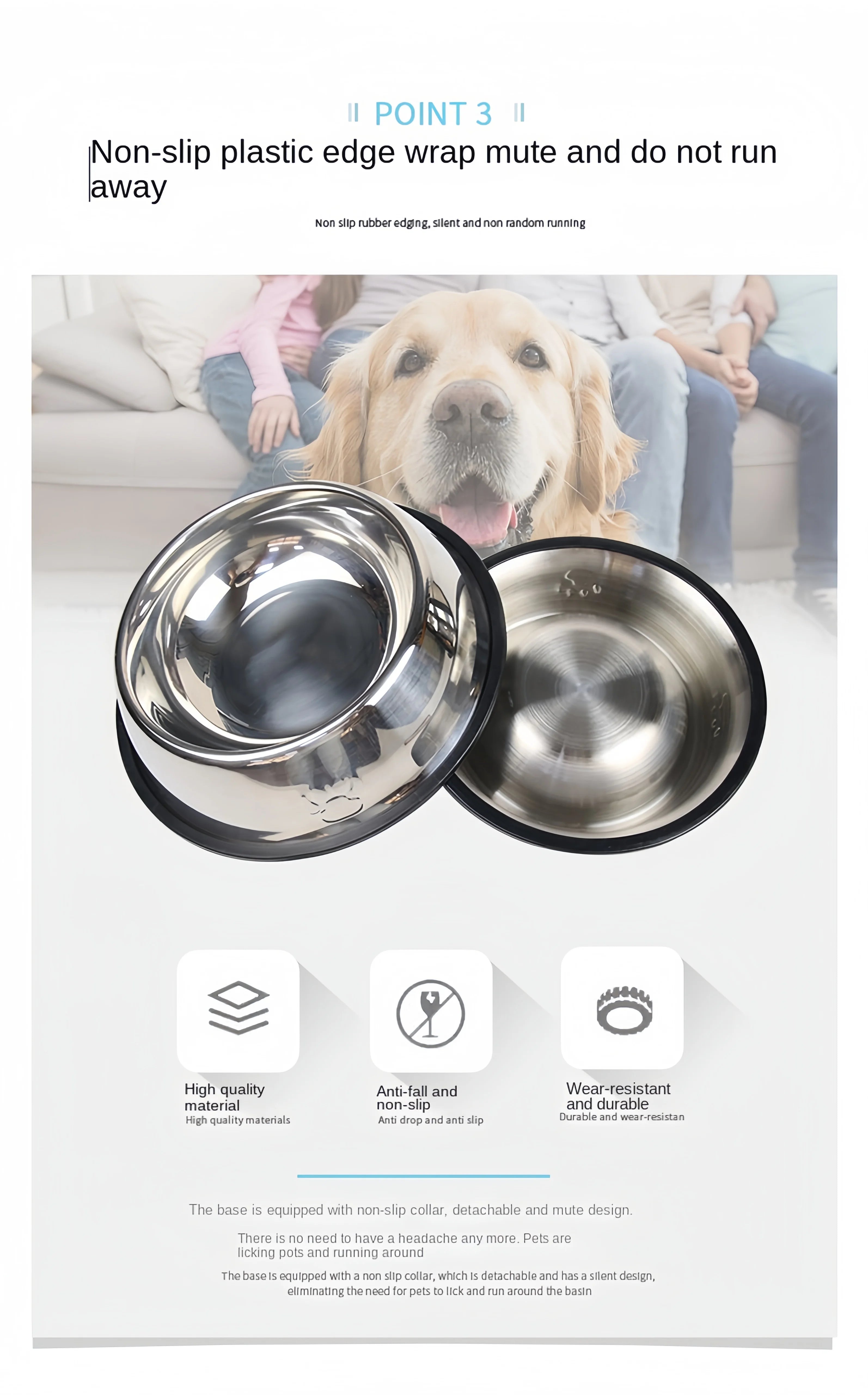 Stainless Steel Pet Bowl – Durable Feeding & Water Dish for Dogs & Cats (6 Sizes)