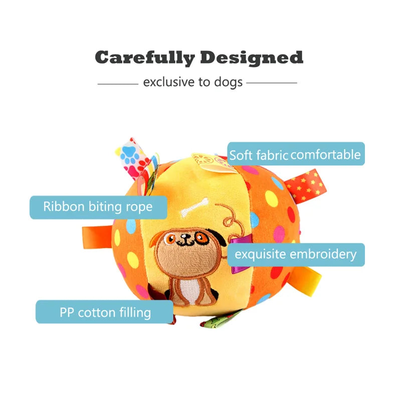 Plush Dog Vocal Toy Ball – Interactive Chew Toy with Bell, Tooth Cleaning, Fun for Dogs & Cats