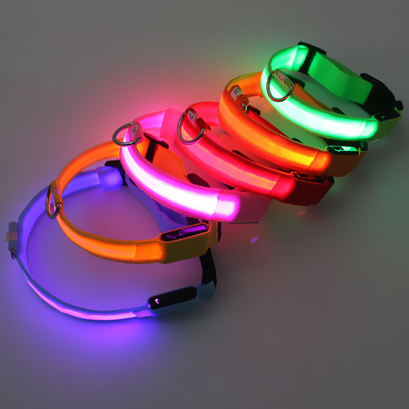 USB Charging LED Luminous Dog Collar – Adjustable Flashing Safety Light Necklace for Dogs & Cats