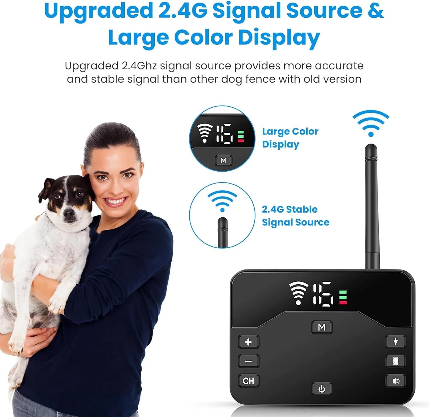 Wireless Dog Fence System with Remote – 2-in-1 Electric Pet Containment & Shock Training Collars for 2 Dogs | Adjustable Range