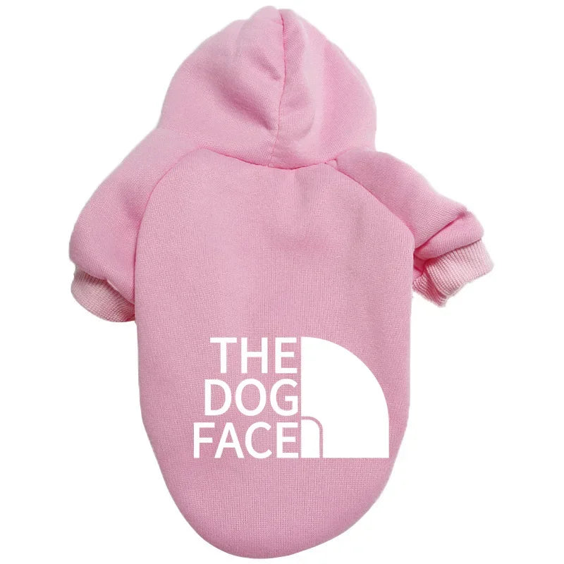 Pet Dog Hoodie – Autumn/Winter Sweatshirt for Large Dogs with “Dog Face” Text Pattern