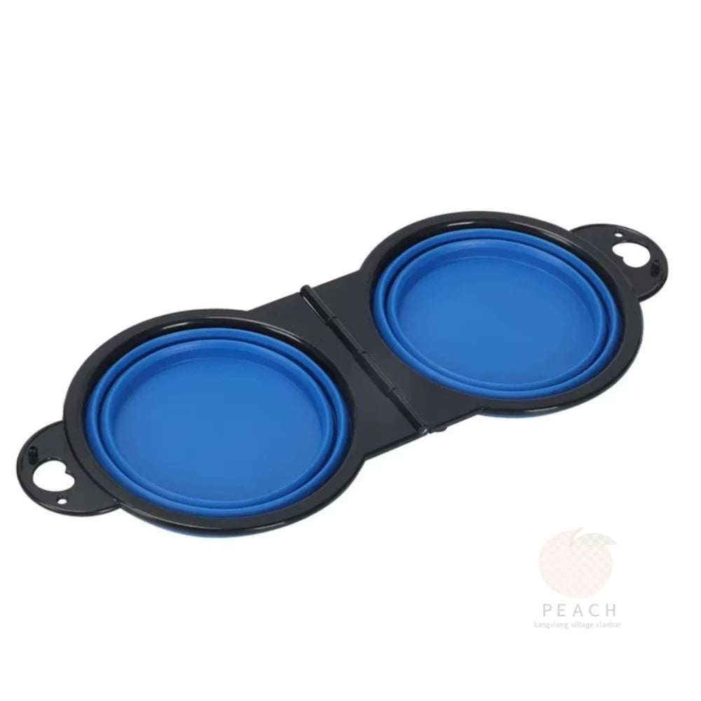 2-in-1 Foldable Dual Pet Bowl – Portable Travel Food & Water Feeder for Dogs & Cats