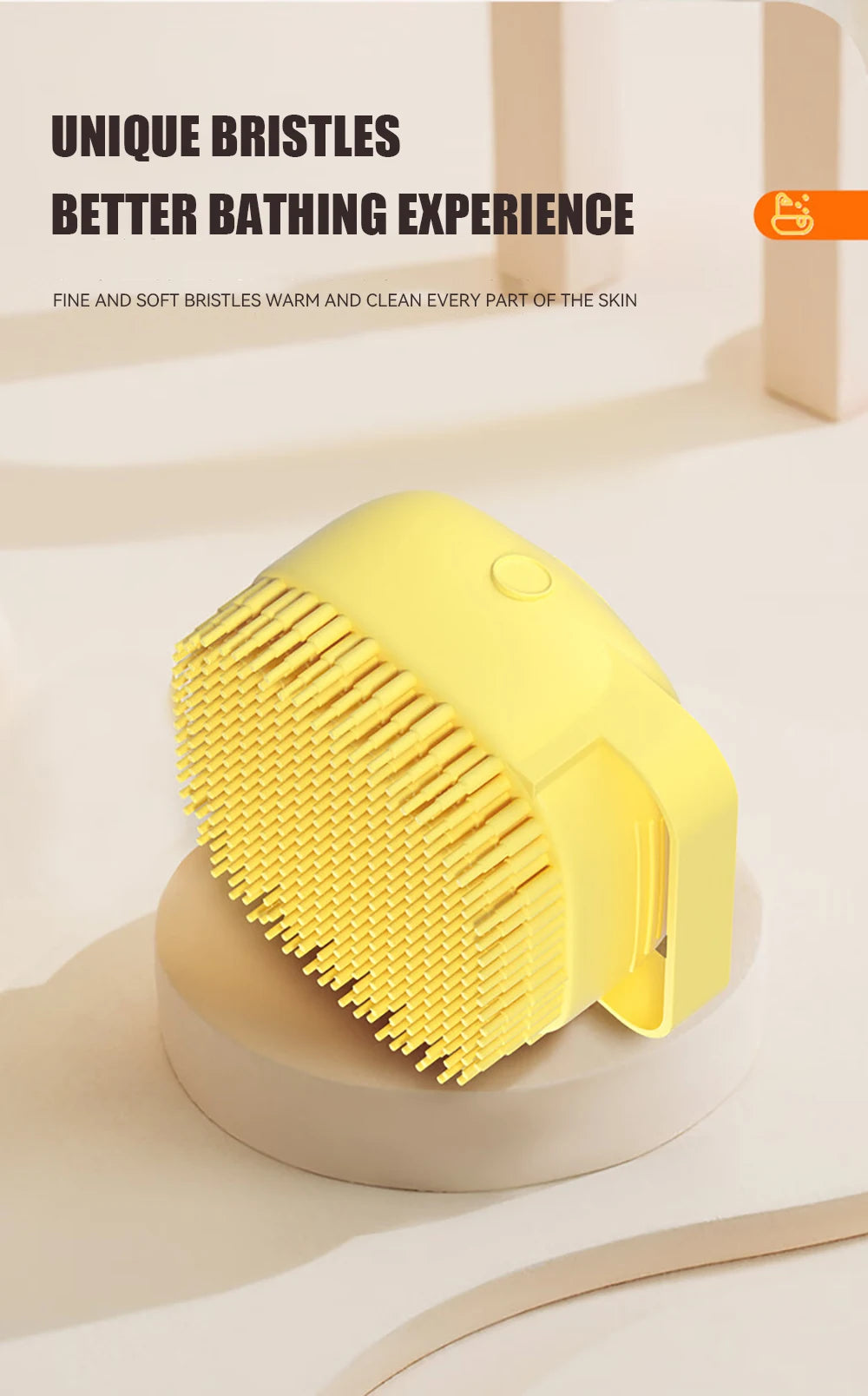 Dog Bath Brush – Silicone Pet Shampoo Scrubber & Soap Dispenser, Cat Massage Grooming Comb, Soft Rubber Puppy Cleaning Brush