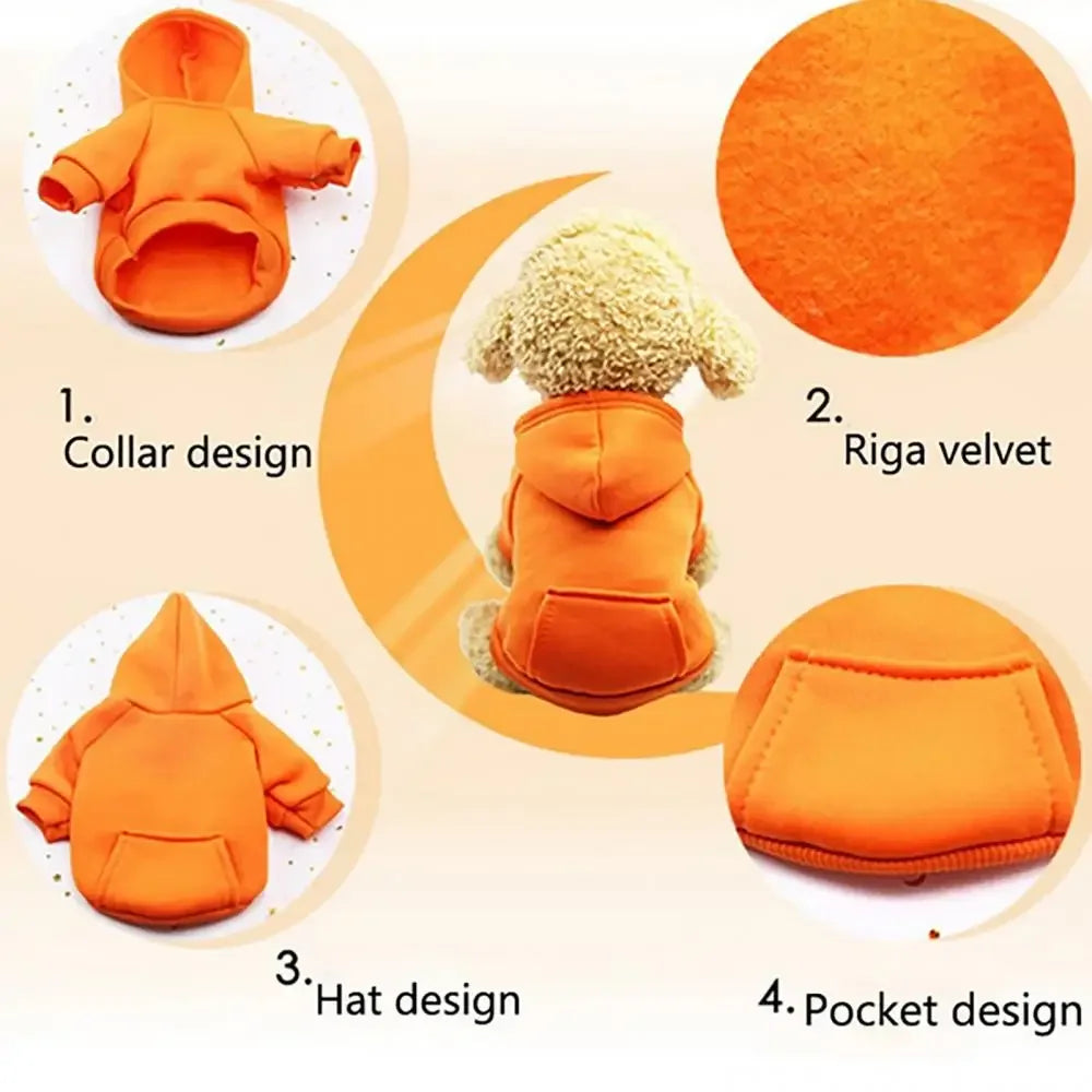 Puppy Pet Hooded Sweatshirt – Two-Legged Autumn/Winter Outfit with Pocket for Cats & Dogs