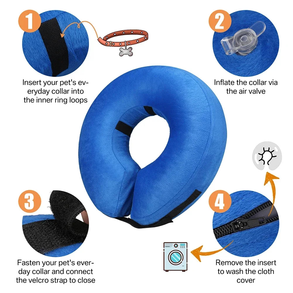 Inflatable Dog Recovery Collar – Soft Protective Cone for Dogs & Cats