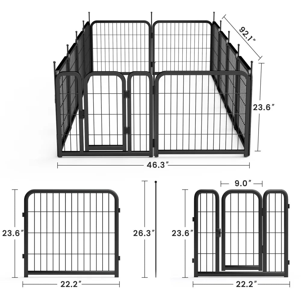 12-Panel Outdoor Dog Playpen – 24" Portable Pet Fence for Small Dogs, Puppies, Rabbits & Small Animals