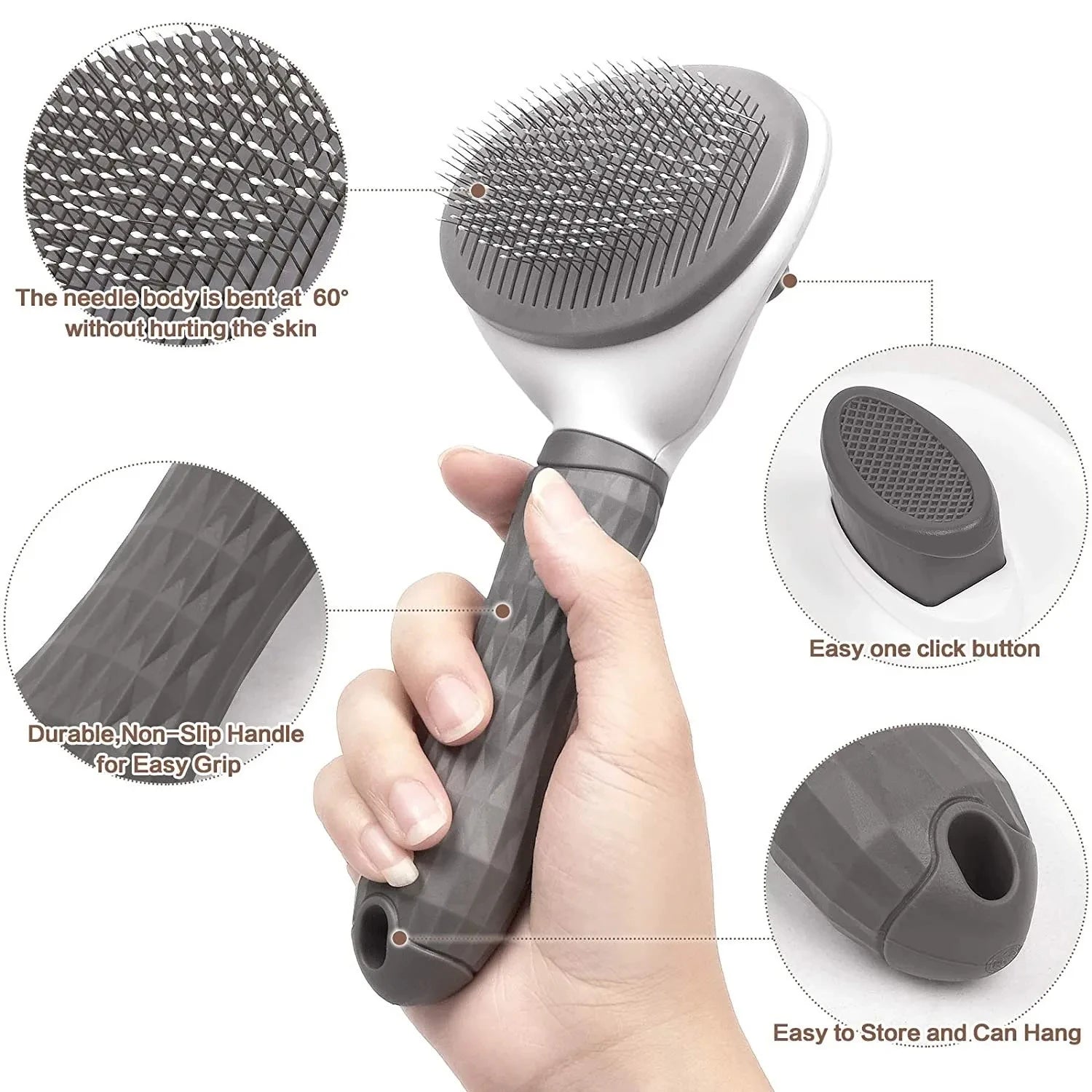Self-Cleaning Pet Grooming Brush – Hair Remover & Dematting Tool for Dogs and Cats