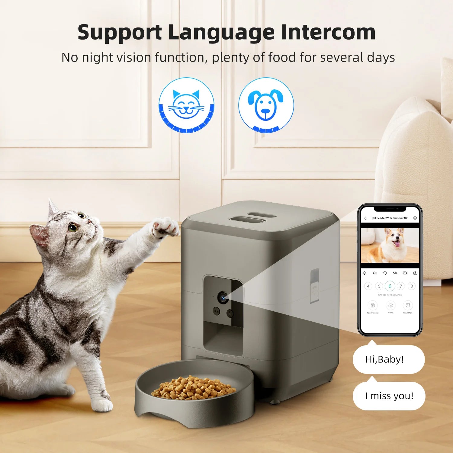 2L Smart Automatic Pet Feeder with WiFi, APP & Camera – Timed Dog & Cat Food Dispenser