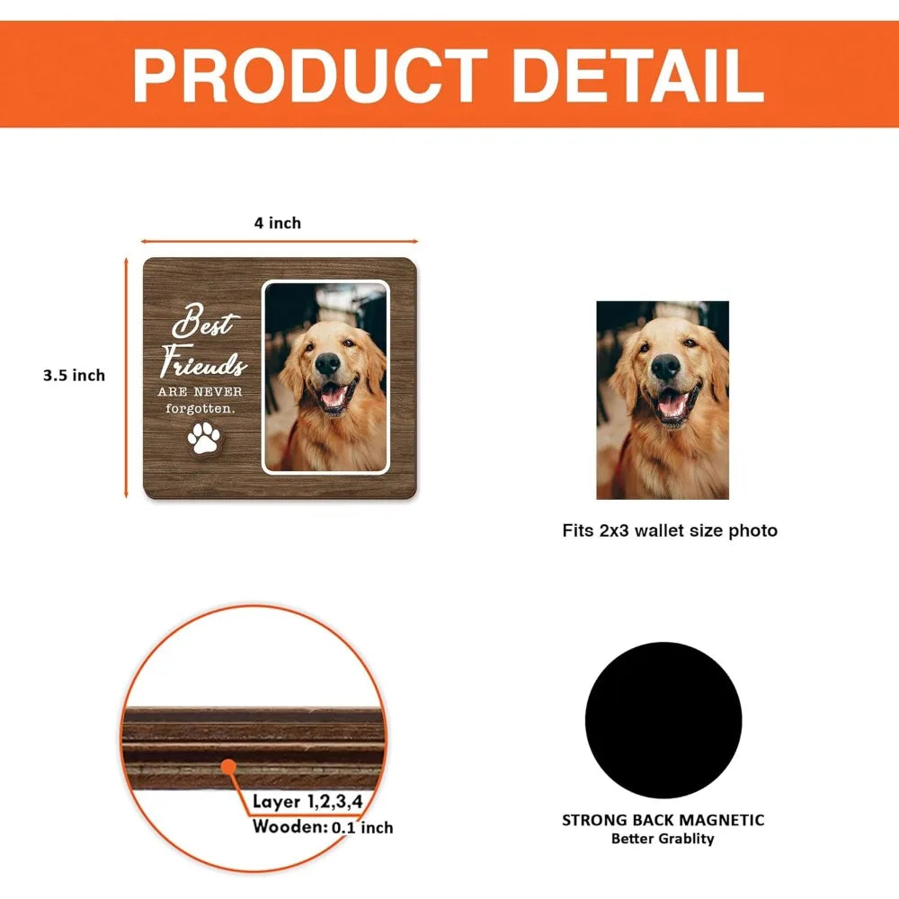 Magnetic Pet Memorial Picture Frame – "Best Friends Are Never Forgotten" Sympathy Gift for Dog & Cat Loss