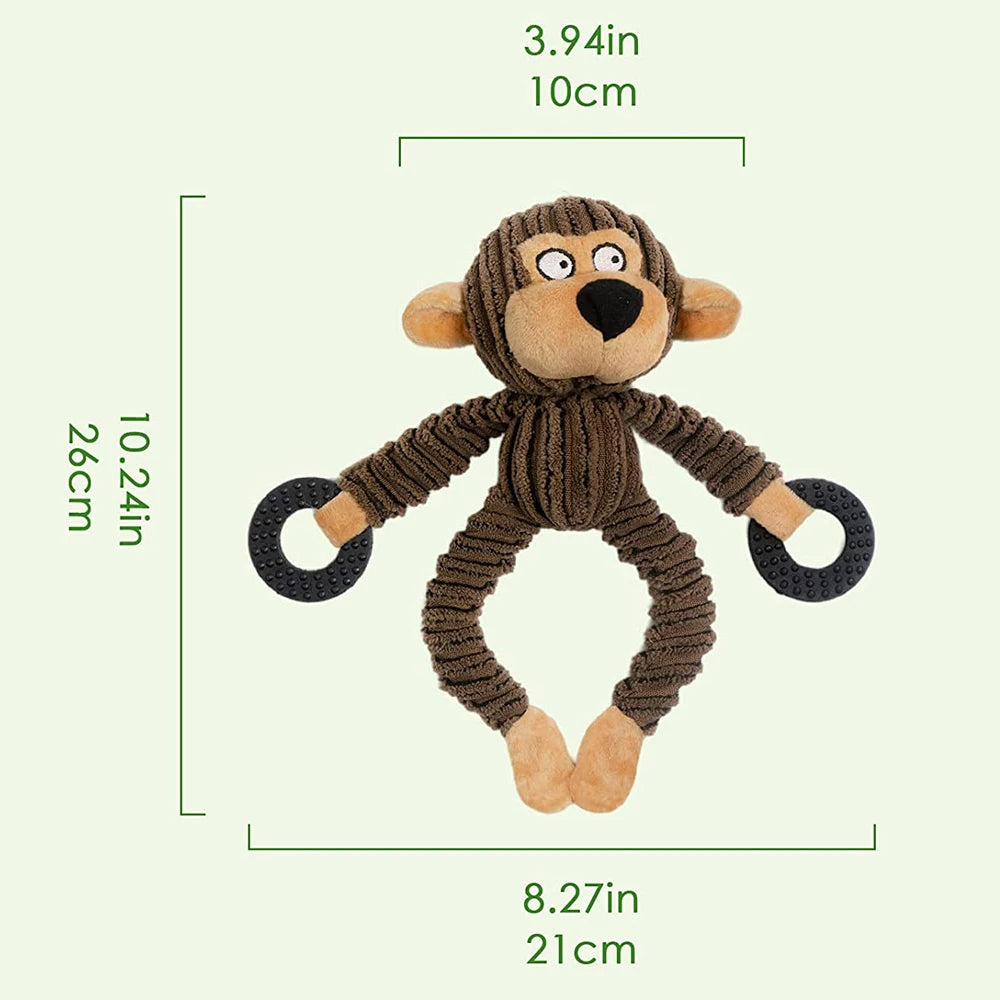 Squeaky Monkey Plush Puppy Toy – Chew Toy for Teething, Training & Interactive Play for Small Dogs
