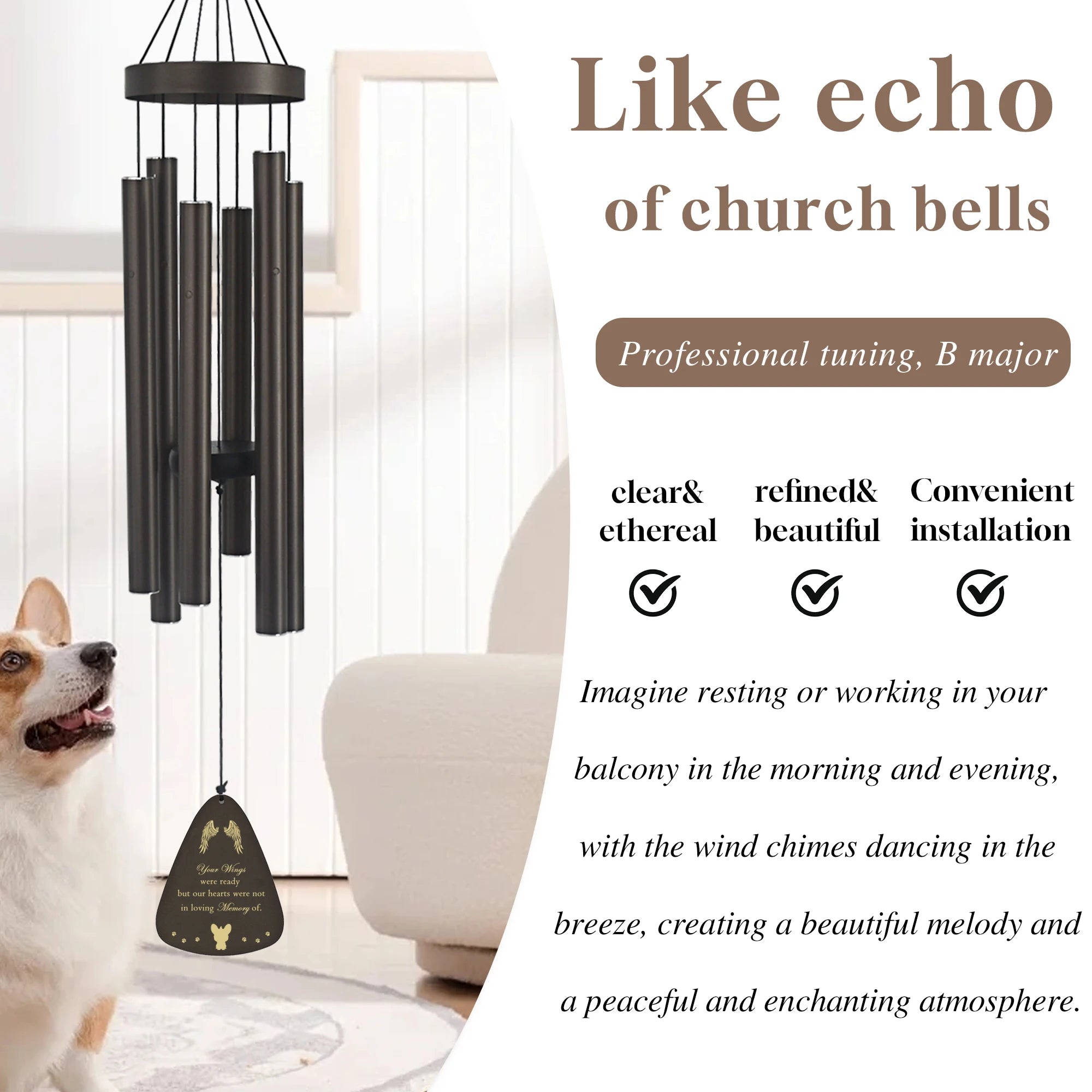 Dog Memorial Wind Chime – Pet Loss Sympathy Gift & Remembrance Keepsake for Dogs