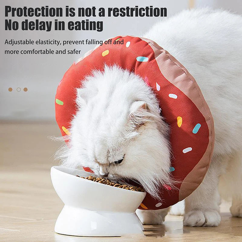 Cute Donut Cat Recovery Collar – Adjustable Soft E-Collar for Cats & Small Dogs