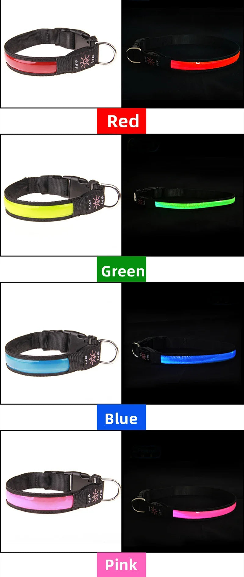 LED Glowing Dog Collar – USB Rechargeable Adjustable Flashing Safety Night Light for Small, Medium & Large Dogs