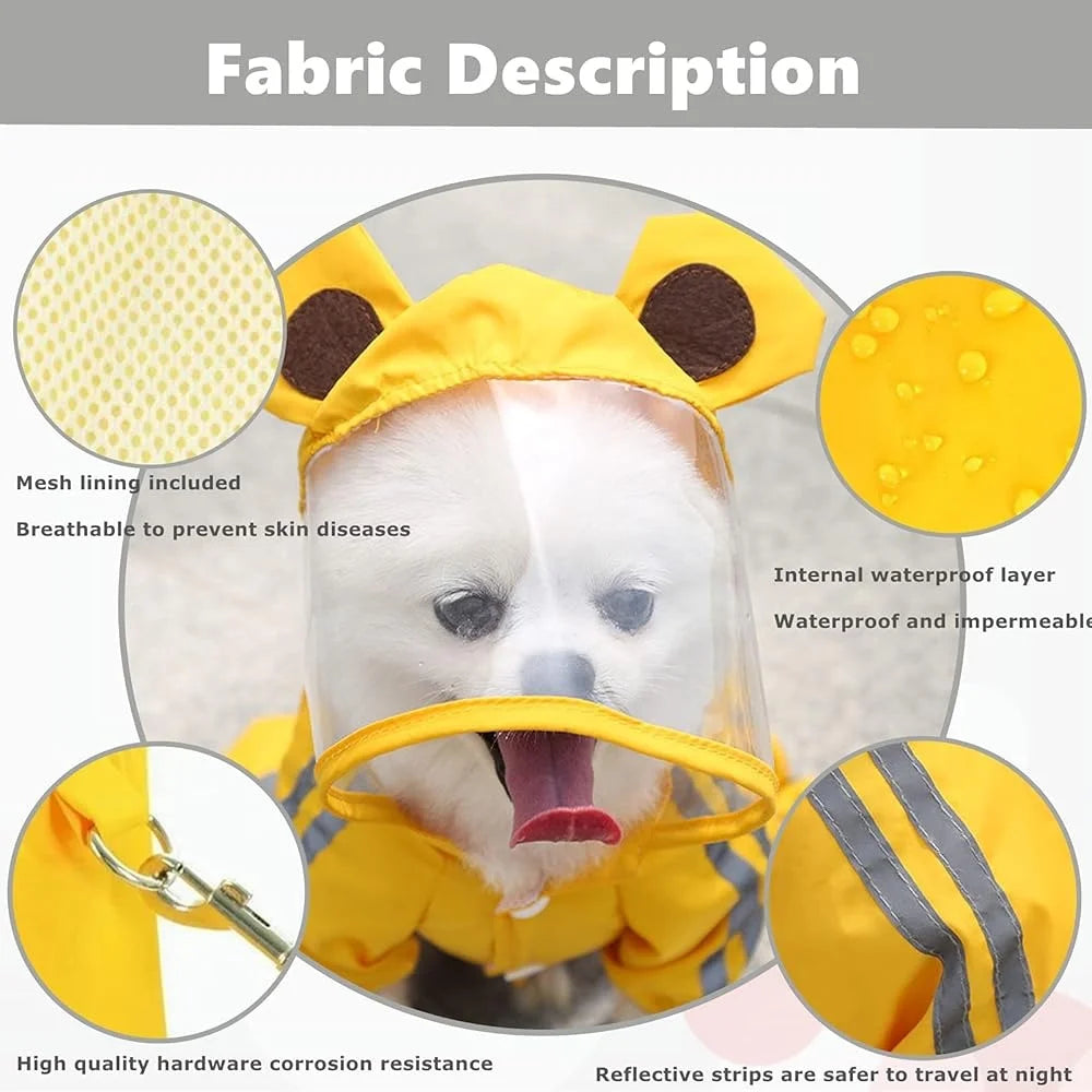 Waterproof Reflective Dog Rain Jacket Poncho with Leash Hole – Medium Dogs