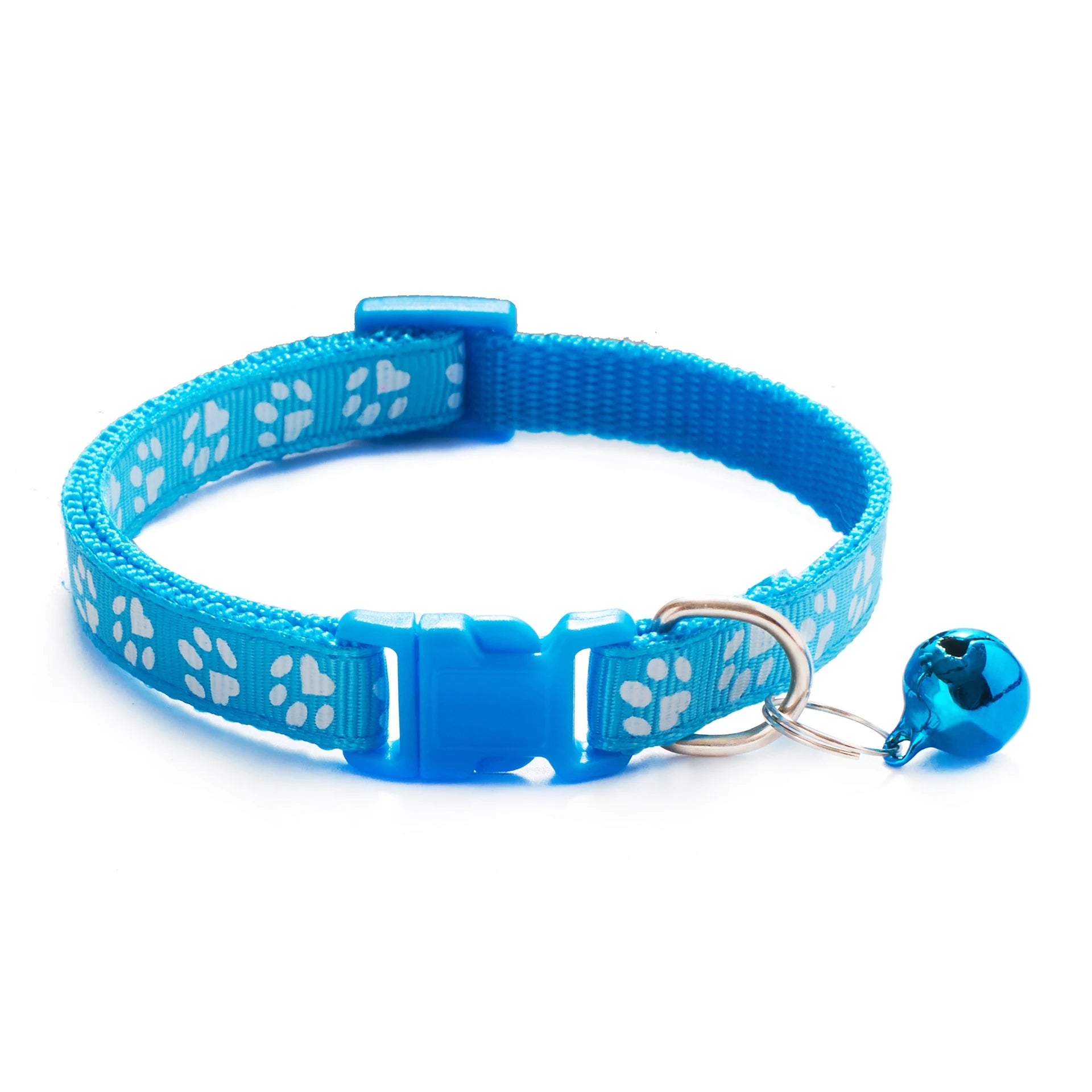 Adjustable Pet Collar with Bell – Colorful Cartoon Footprint Dog & Cat Collar for Puppies and Kittens