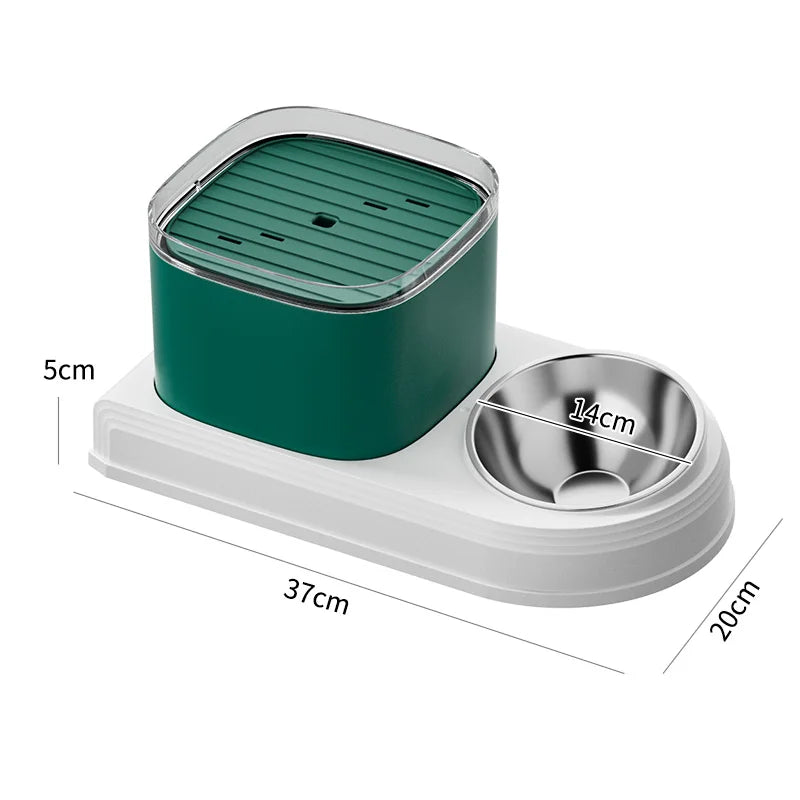 2-in-1 Cat Water Fountain & Feeding Bowl – 3L Automatic Recirculating Pet Dispenser
