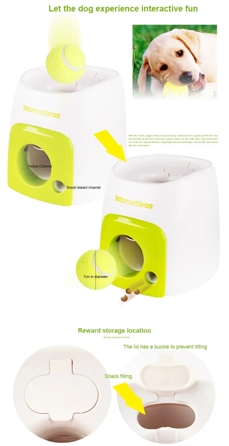 Automatic Tennis Ball Launcher – Interactive Toy & Treat Dispenser for Dogs & Cats