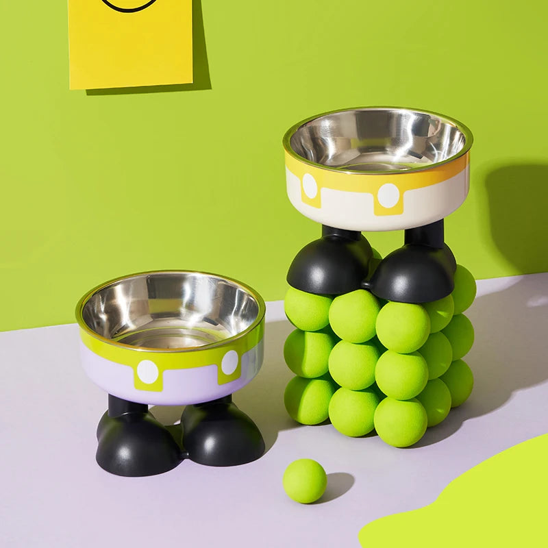 Elevated Stainless Steel Pet Bowl – Colorful High-Legged Food & Water Bowl for Dogs & Cats