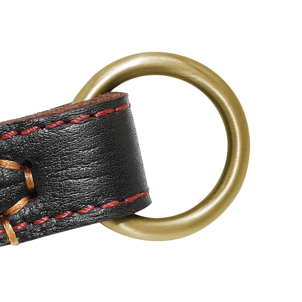 Durable Real Leather Slip Collar – Choke Training Dog Collar for Medium & Large Breeds (Black/Brown)