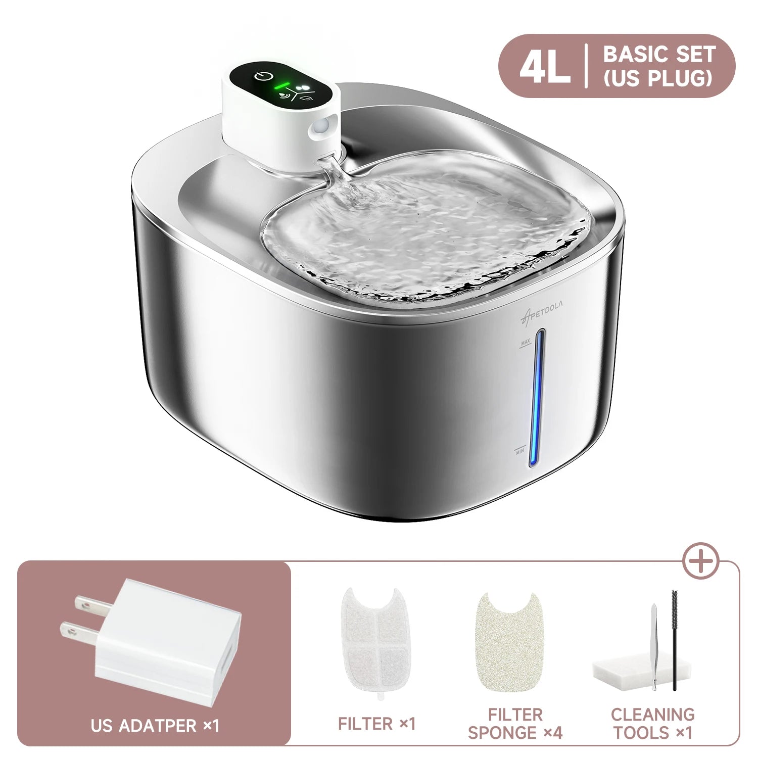 APETDOLA 4L Wireless Cat Water Fountain – Auto Sensor Pet Water Dispenser for Cats & Dogs