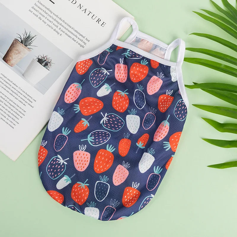 Ultra-Thin Summer Cooling Vest for Dogs & Cats – Breathable Fruit Print Pet T-Shirt (XS–XXL)