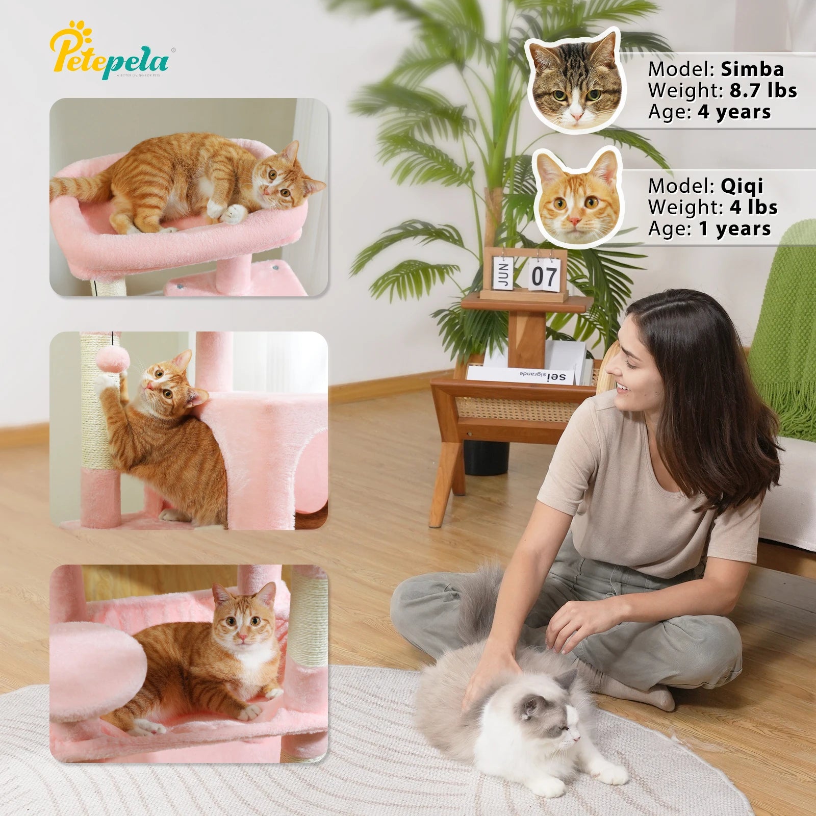 Adjustable Floor-to-Ceiling Cat Tree Tower – Tall Indoor Cat Furniture with Hammock, Cozy Condo & Sisal Scratching Posts