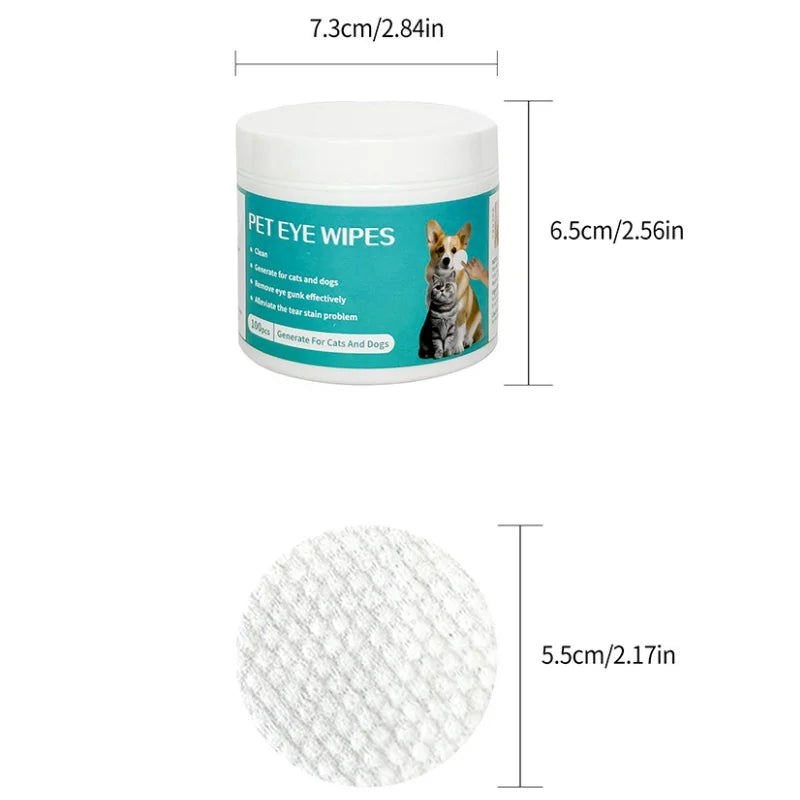Pet Eye Wipes – Tear Stain Remover for Dogs & Cats, Gentle Cleaning Wet Tissues