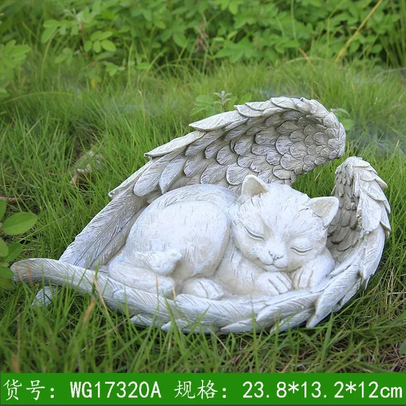 Personalized Pet Memorial Stone – Angel Dog or Cat Resin Tombstone Ornament