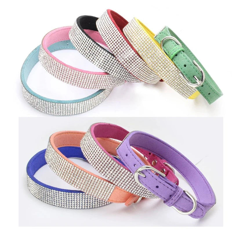 Crystal Glitter Rhinestone Dog Collar – Sparkling Pet Collar with Zinc Alloy Buckle for Small & Medium Dogs and Cats