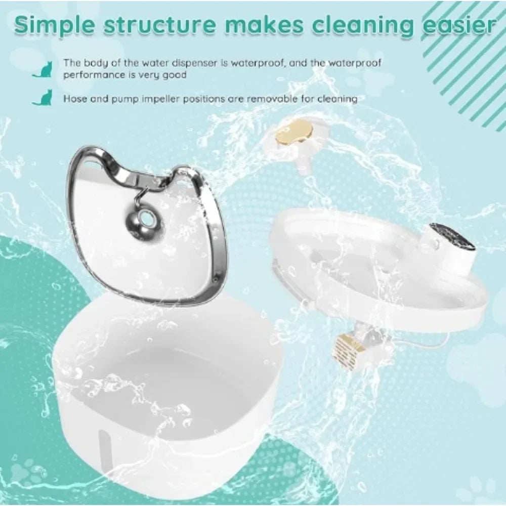 Wireless Cat Water Fountain with Auto Filter & Sensor – Quiet Dog & Cat Drinking Dispenser
