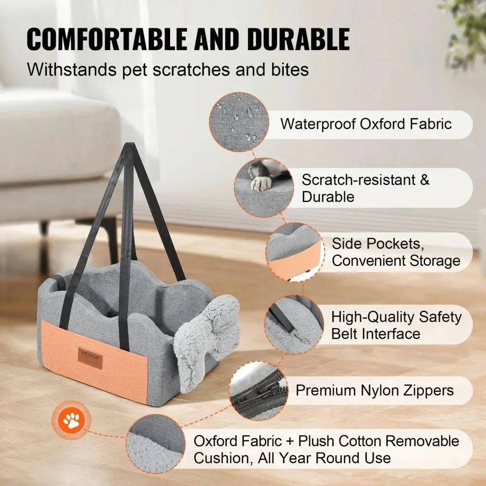 Dog Car Seat Booster for Small Dogs – Secure Travel Carrier for Pets Up to 8 lbs | Elevated Pet Seat for Safe, Comfortable Rides