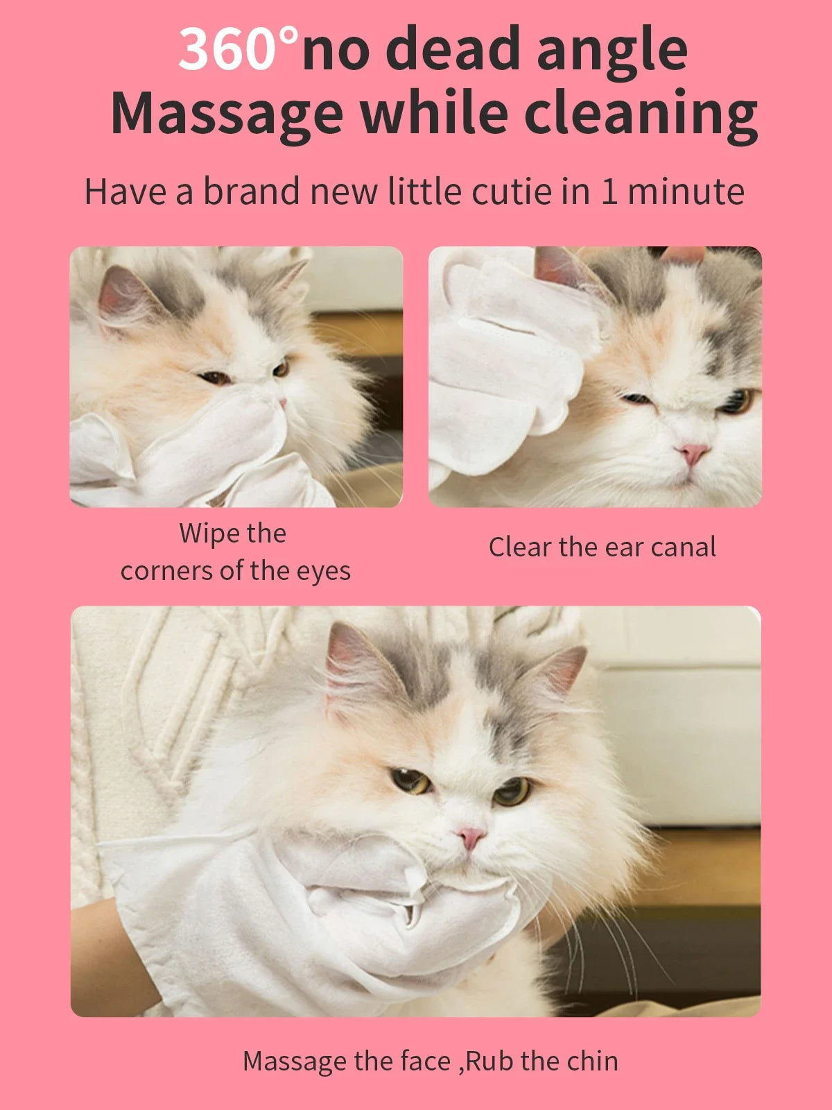 Pet Cleaning Gloves with Wipes – 50pcs 2-in-1 Grooming Scrubber & Massager for Dogs & Cats