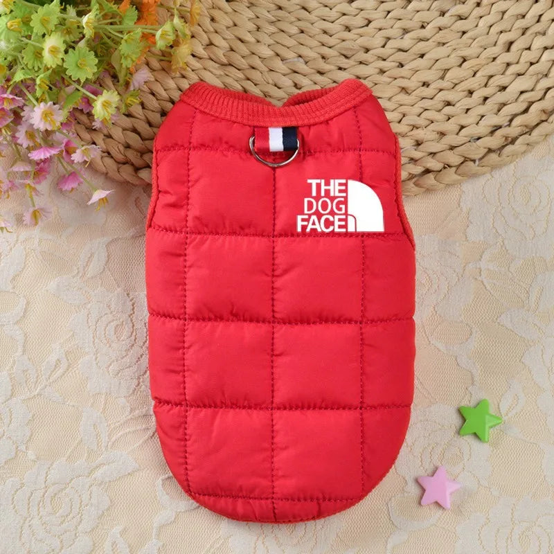 Designer Trendy Winter Dog Coat – Warm Pet Jacket with 3D Logo for Small & Medium Dogs