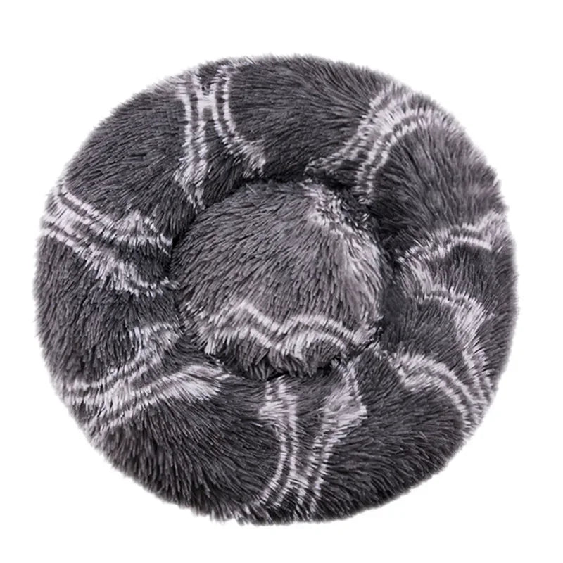 Round Plush Pet Bed – 40–90cm Super Soft Dog & Cat Bed, Winter Warm Sleeping Nest