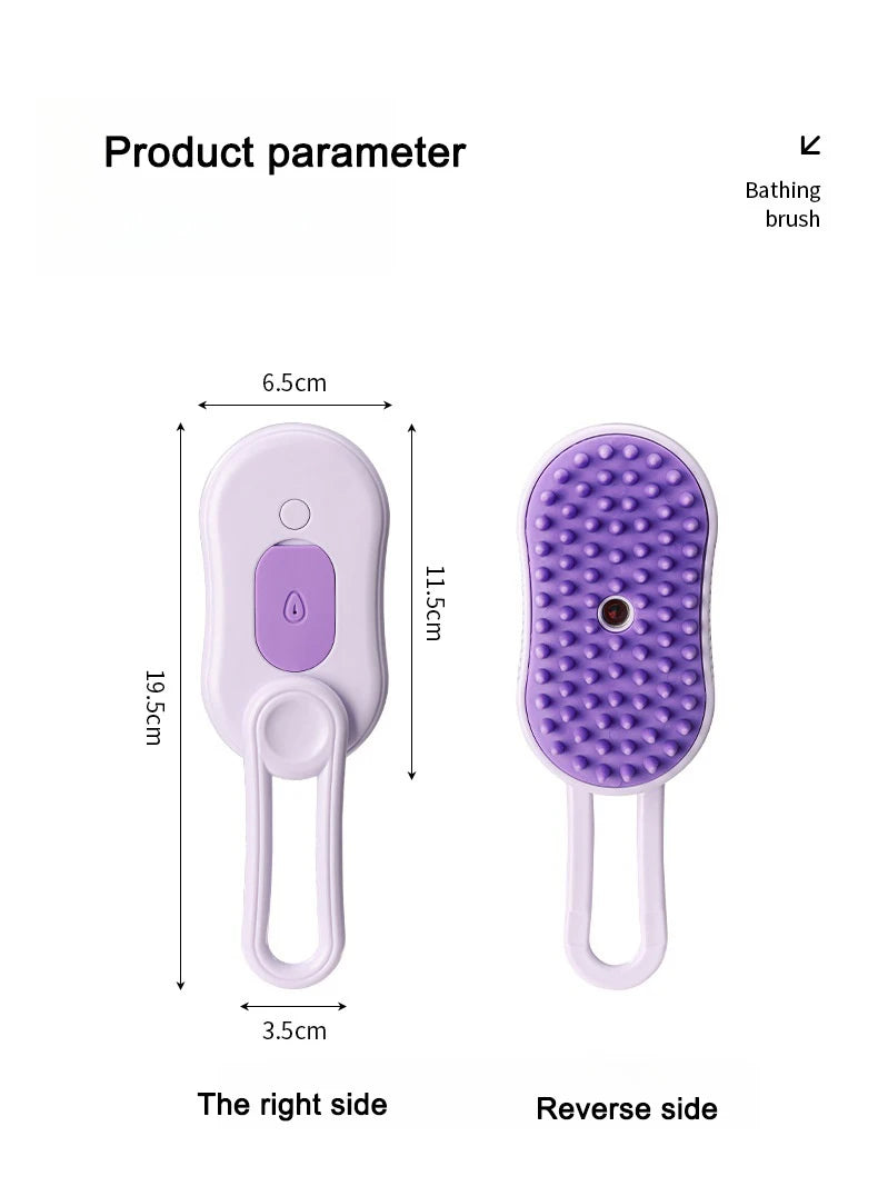 3-in-1 Pet Steam Brush – Electric Grooming Comb with Spray & Massage for Cats and Dogs