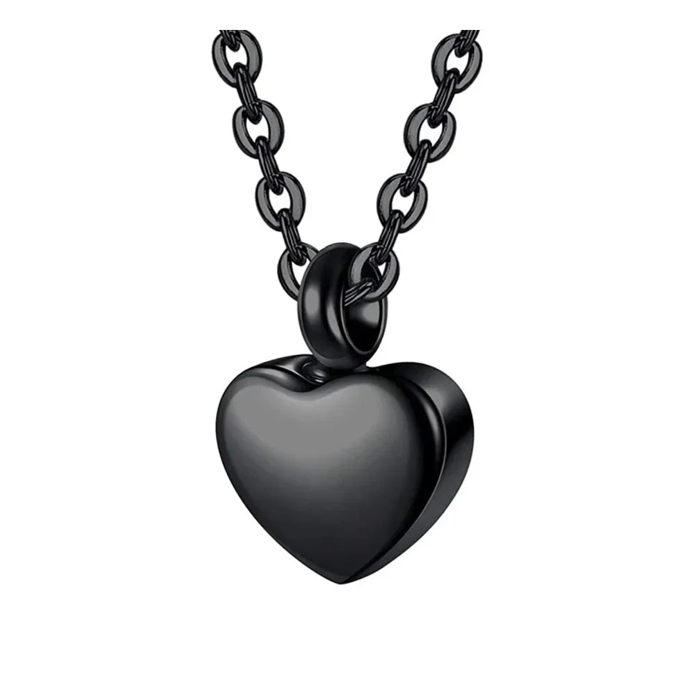 Small Heart Cremation Urn Necklace – Stainless Steel Memorial Keepsake Ash Pendant Jewelry
