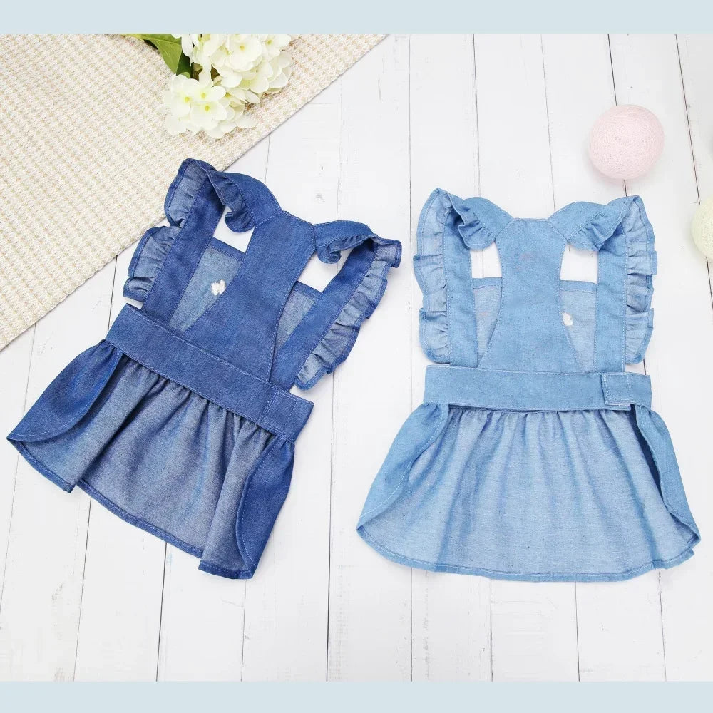 Dog Denim Dress – Cute Princess Skirt for Small & Medium Dogs, Summer Wedding Outfit