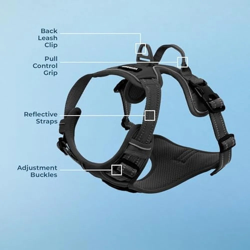 No-Pull Dog Harness – Adjustable Reflective Training Vest with Dual Leash Attachment & Control Handle
