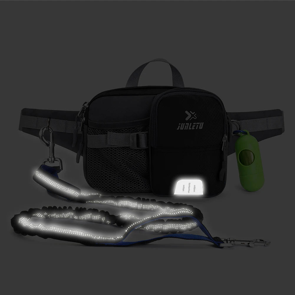 Retractable Hands-Free Dog Leash with Waist Bag – Adjustable Belt & Bottle Holder