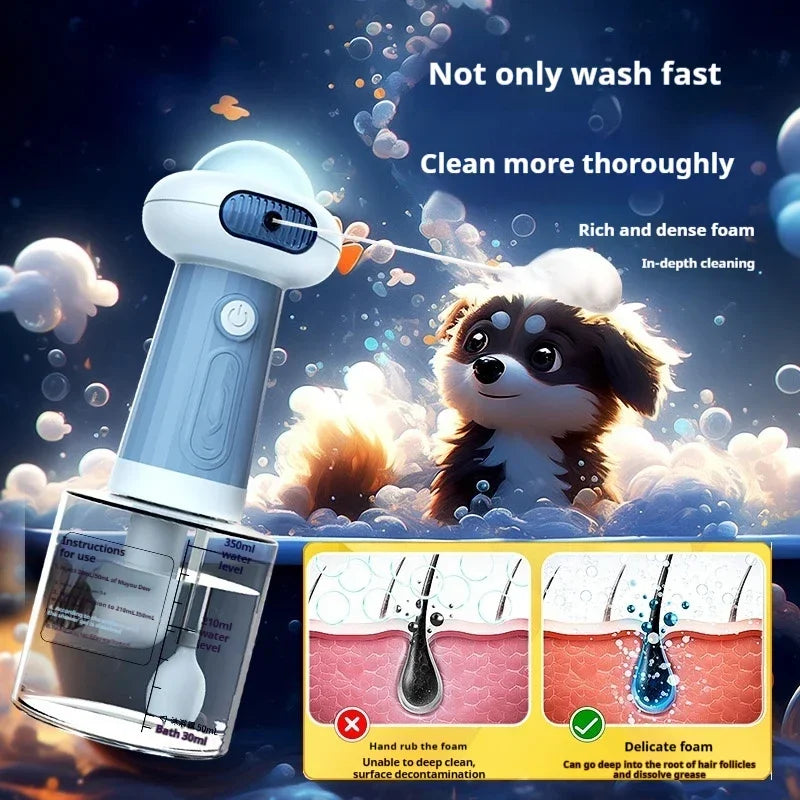 Automatic Dog Soap Dispenser – Wireless USB Grooming Frother, Quiet Pet Bath Shampoo Foam Sprayer for Dogs & Cats