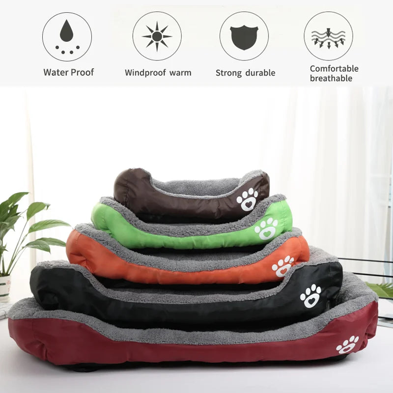 4 Styles Plush Pet Sofa Bed – Removable Washable Cover & Waterproof Upholstery for Dogs & Cats (All Seasons)