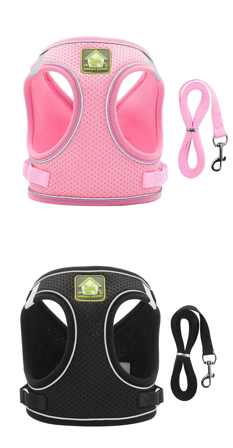 Reflective Pet Harness and Leash Set – No Pull Dog Vest with Breathable Mesh for Dogs & Cats
