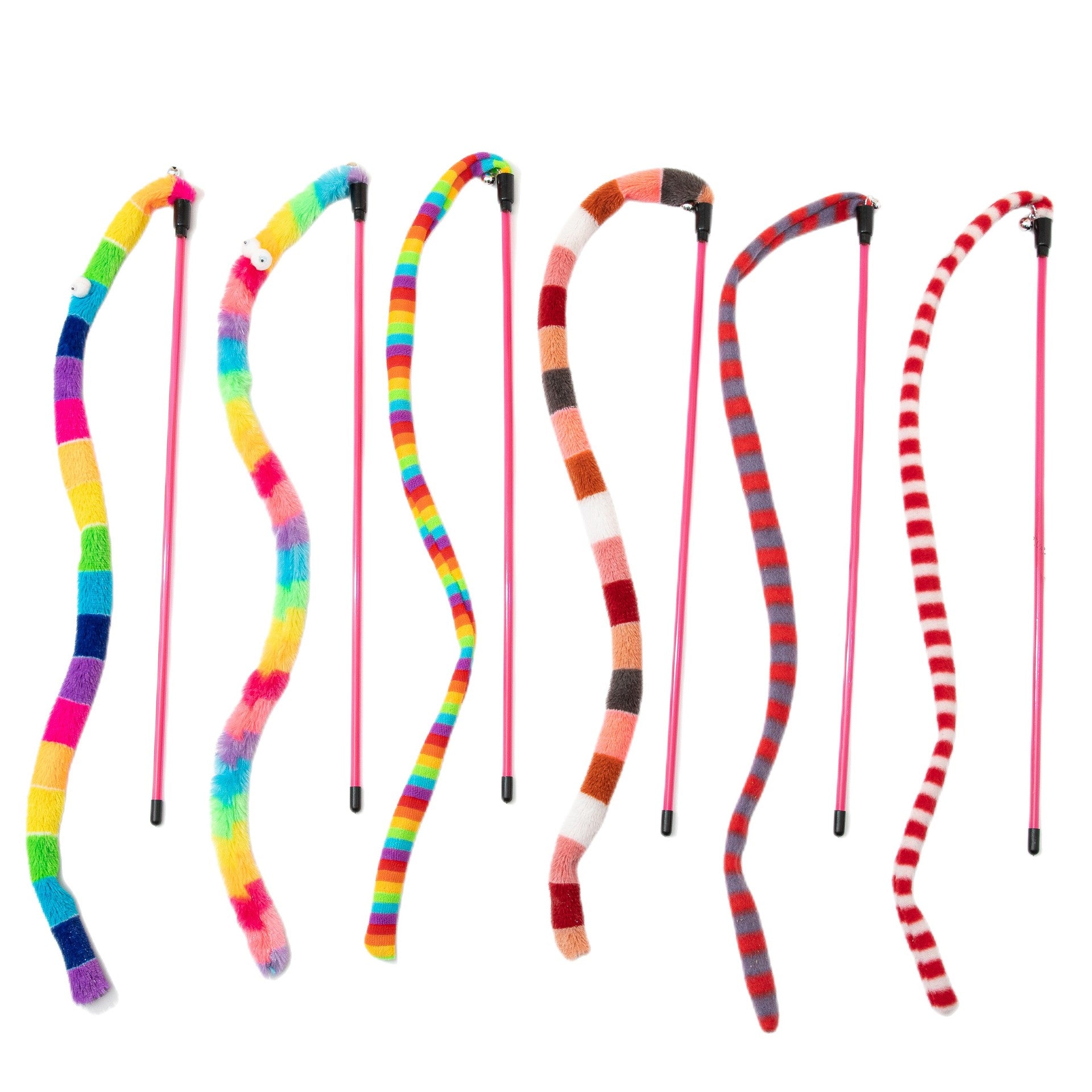 Caterpillar Cat Teaser Wand – Colorful Feather Toy for Interactive Play