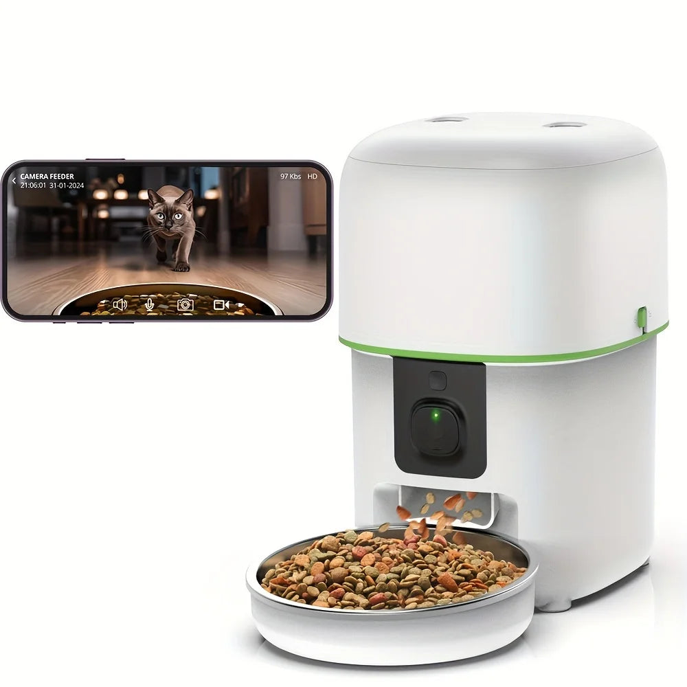 2L Smart Pet Feeder with 5G WiFi & Camera – Automatic Cat & Dog Food Dispenser with Video Monitoring