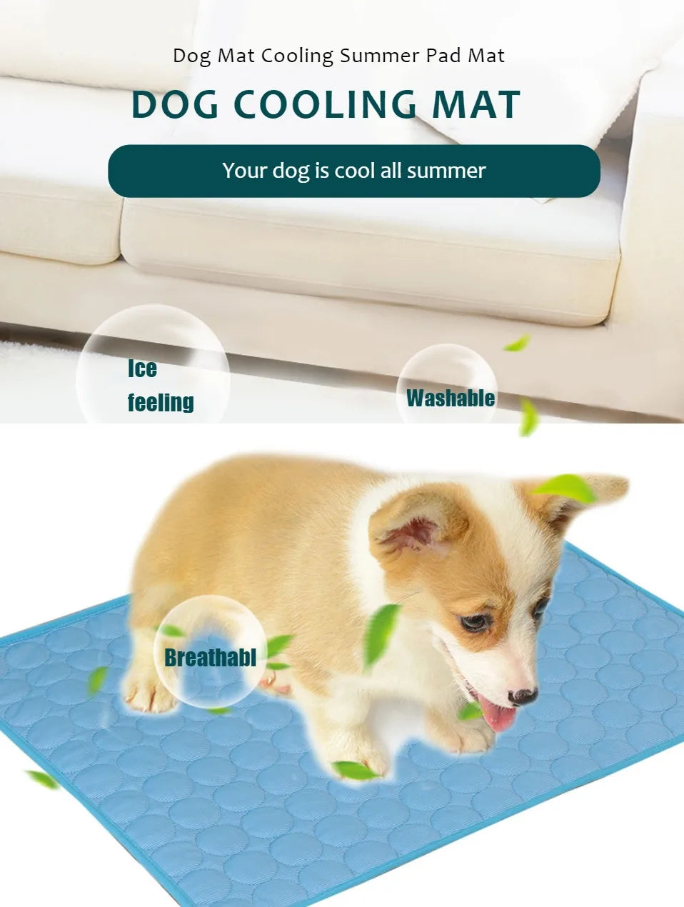 Dog Cooling Mat – Extra Large Summer Pet Cooling Pad for Dogs & Cats, Breathable and Durable Cold Gel Mat for Hot Weather