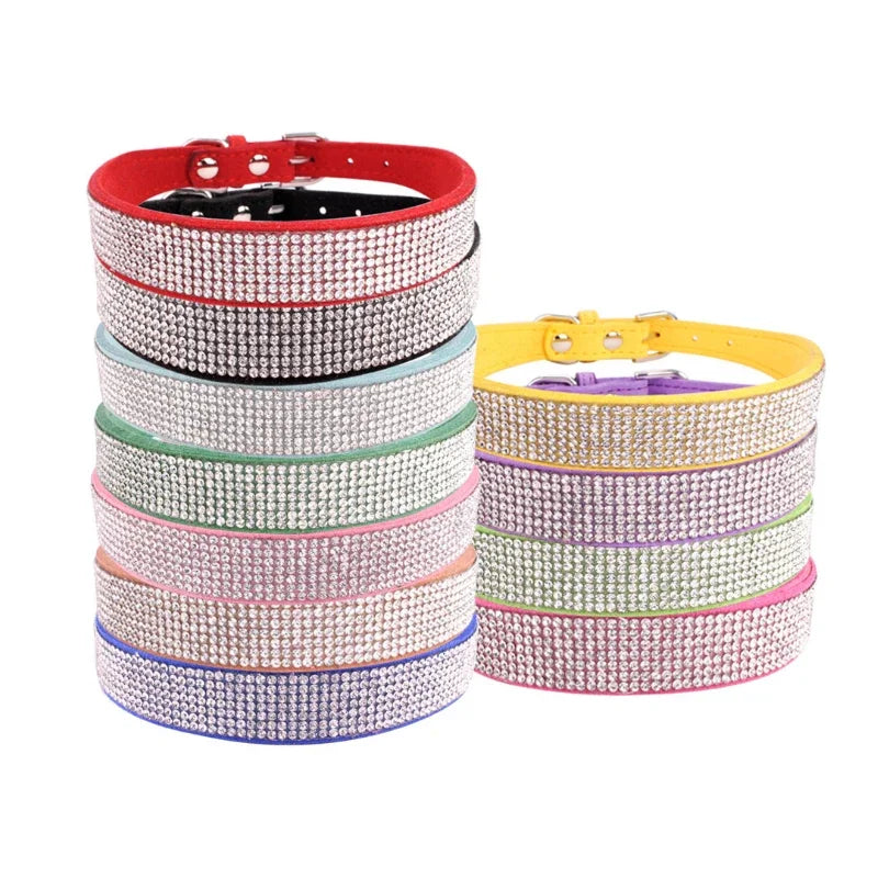 Crystal Glitter Rhinestone Dog Collar – Sparkling Pet Collar with Zinc Alloy Buckle for Small & Medium Dogs and Cats