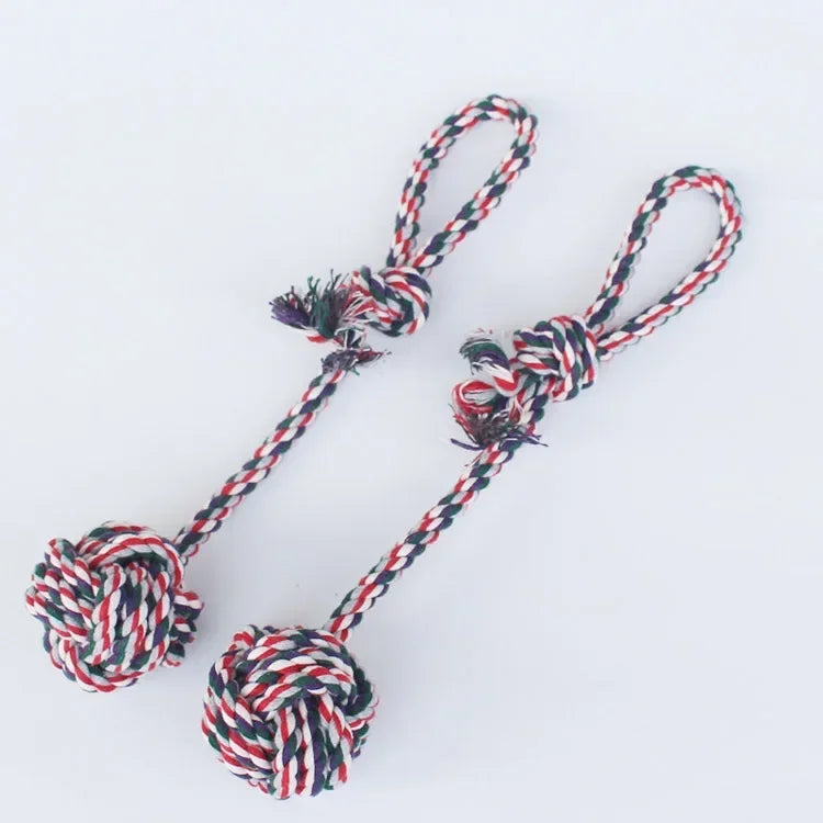 1PC Braided Cotton Rope Ball Dog Toy – Durable Knot Chew Toy for Puppies & Small Dogs | Teeth Cleaning & Interactive Play